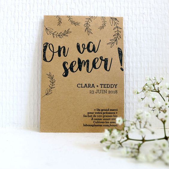 DiY: Des sachets de graines à planter à offrir aux invités  Texte pour  mariage, Idée déco mariage champêtre, Cadeau invité mariage