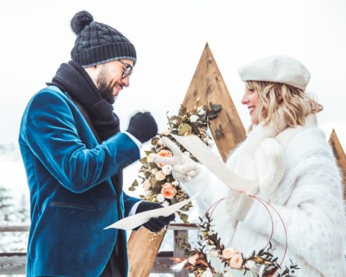 Mariage d'hiver : fugue amoureuse à la neige - les moments m - wedding planner lyon